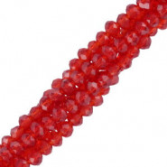 Top Glas Facett Glasschliffperlen 3x2mm rondellen - Vermilion red-pearl shine coating